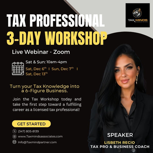 Tax Professional 3-Day Workshop - Live Webinar Zoom!  December 2025