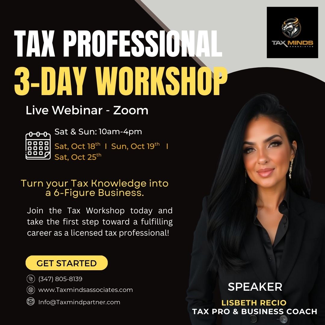Tax Professional 3-Day Workshop - Live Webinar Zoom!  October 2025